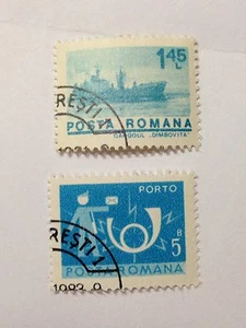 Romania 2 Romanian Postage Stamps, Posta Romana, Hinged - Picture 1 of 2