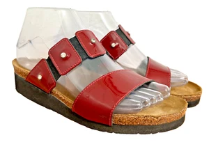NAOT Michele Red Patent Leather Sandals Mules Gem Accents Women's US 6 EU 37 - Picture 1 of 16