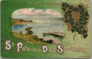 Tarjeta postal en relieve Winsch DÍA DE PATRICIO 1910 RECUERDO "River Shannon" - Imagen 1 de 2