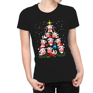 1Tee Damen T-Shirt Kuhbaum - Weihnachtsbaum aus süßen Kühen - Bild 1 von 5