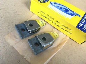 #23 Pair Hella Spot Fog Aux Lamp Light Bracket Plinth Base Chrome Bumper ??? - Picture 1 of 2