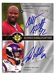 Albert Haynesworth Jared Allen 2009 Ultimate Collection Dual On Card Auto 24/45 - Picture 1 of 2