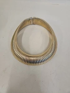 Vintage LES BERNARD 80er breiter Omega Statement goldfarben Halsband/Halsband WU2 - Bild 1 von 13