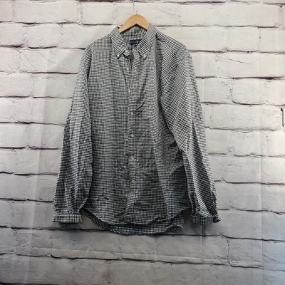Camisa Ralph Lauren Para Hombres 2XL Azul Marino Blanco Guinga Calce Ajustado Manga Larga Con Botones Foto 1 de 4