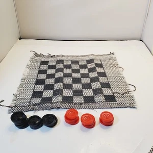 24 CHECKERS KNITTED BOARD GAME,FOLD PACK AWAY PLAY 2 PLAYERS. 10"X10". - Picture 1 of 9