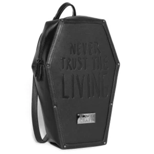 Blackcraft Never Trust the Living Black Coffin Backpack Bag Goth - Picture 1 of 10