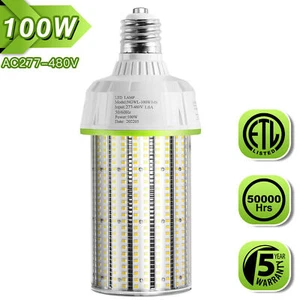 LED Corn Light Bulb 100W for Warehouse Factory Workshop Commercial 480V Lighting - Picture 1 of 11