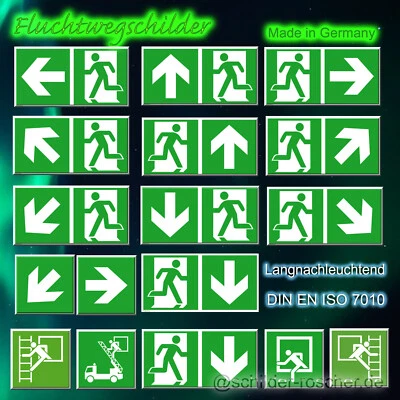 SIGNSAFETY® Fluchtwege Schilder Notausgang langnachleuchtend verschiedene Varianten