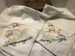 763🌟Vintage Lino NOVEDAD LOTE GATOS Gatito Harina Saco Días Miércoles y Martes - Imagen 1 de 6
