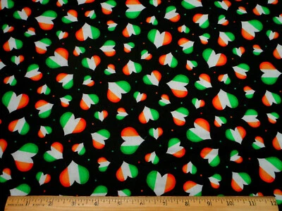 Tela Novedad Por Yarda LIQUIDACIÓN Verde Blanco Naranja Corazón Negro Algodón Premium C Foto 1 de 2