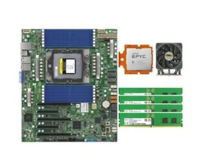 H13SSL-N MB + 9334 QS CPU +4x 16GB RAMs + CPU Cooler + 960GB M.2 SSD+ 0.5m Cable - Bild 1 von 12