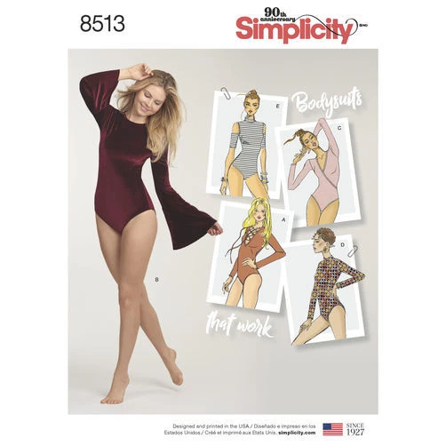 Simplicity Sewing Pattern 8513 Misses 6-24 Knit Bodysuits Leotards in 5 Styles - image 1 of 4