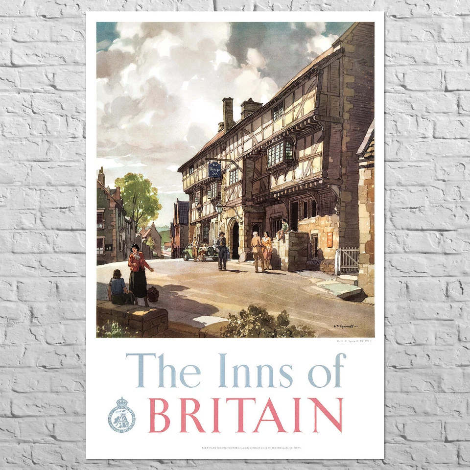 Póster The Inns Of Britain, 1949 | 22x33" tamaño grande | Decoración de pared inglesa vintage Foto 1 de 4