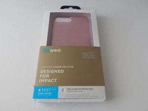 Speck Presidio Clear + Glitter Case for iPhone 8/7/6S Plus Bella Pink/Glitter - Picture 1 of 4