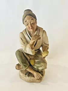 Vintage ARDCO Japanese Asian Old Woman Villager Sitting Figurine 6" Japan - Picture 1 of 10