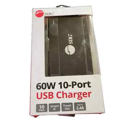 SIIG 60W 10-Port USB Wall Charger - Multi-Port Charging Station - Portable Fast - Image 1 of 2