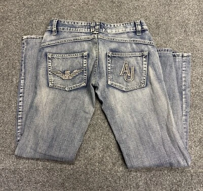 Pantalones de mezclilla para mujer Armani bordados bolsillos corte bota talla 27 Foto 1 de 4