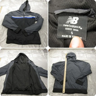 New Balance Jacket Men Small Gray Hooded Lightweight Water Resistant Windbreaker - Image 1 of 4