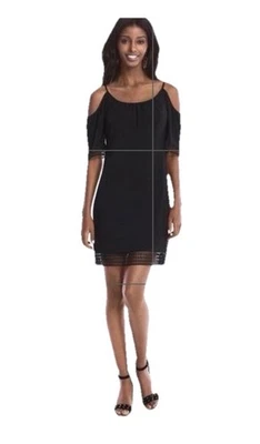 Платье с кружевной отделкой ABS Collection черное с открытыми плечами. Sz S. новый с Ярлыками! - Изображение 1 из 4