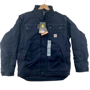 Carhartt Men's Navy Fire Resistant Full Swing Jacket Duck Coat 102182-410 M NWT - Picture 1 of 14