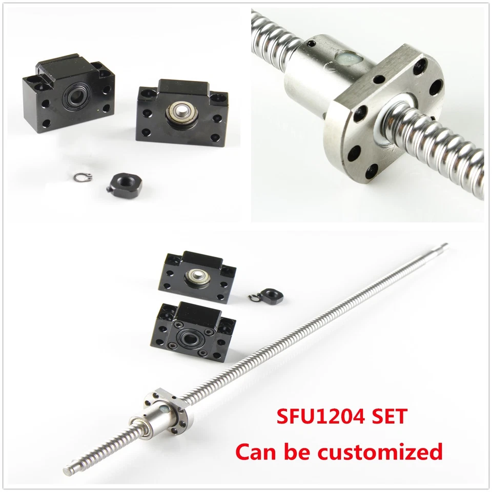 SFU1204 RM1204 250-1000mm CNC Ball Screw & Single Ballnut BF/BK10 End Support - Image 1 of 1
