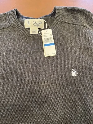 NOVO Suéter Masculino Penguin Munsingwear com nervuras Cinza Pulôver Casual - Tamanho XL - Imagem 1 de 4