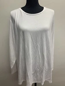 Eileen Fisher White Long Sleeve Crew Neck Stretch Top Tee Shirt Plus Size 3X NEW - Picture 1 of 7