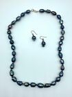 Honora 925 Tahitian Peacock Pearl & Amethyst Necklace & Earring Matching Set 19”