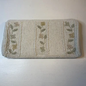 Cartera sin asas floral vintage Richere marfil con cuentas de cóctel 8x5 - Imagen 1 de 11