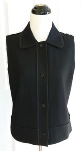 Chaleco de mezcla de lana negra suave Harve Benard COLLECTION con dobladillos cosidos (10) - Imagen 1 de 4