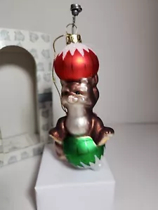 "6"" Fitz Floyd Colas Encantadoras Mapache Vidrio Navidad Vacaciones Adorno FF Ardilla" - Imagen 1 de 8