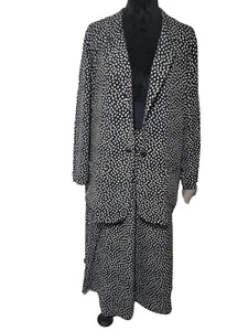 VTG WOMENS 14 LIZ CLAIBORNE COLLEC. SKIRT & JACKET SET BLACK WHITE PRINT - Picture 1 of 12