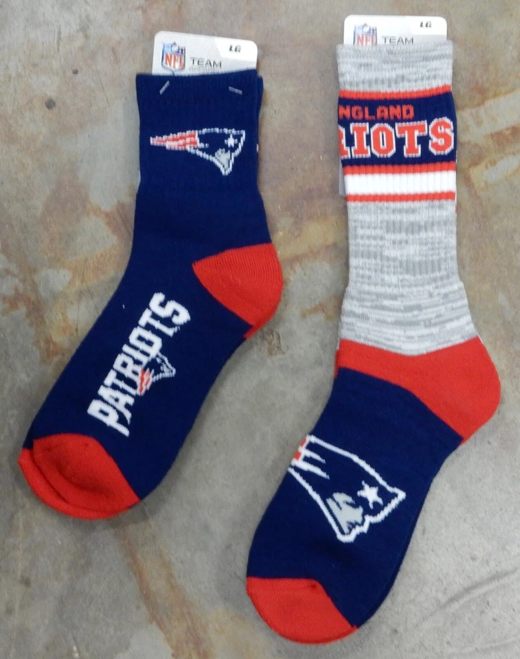 Paquete de 2 Calcetines NFL New England Patriots Regalo 501 Crew Doble Deuce Gris Grande Para Hombre Foto 1 de 1