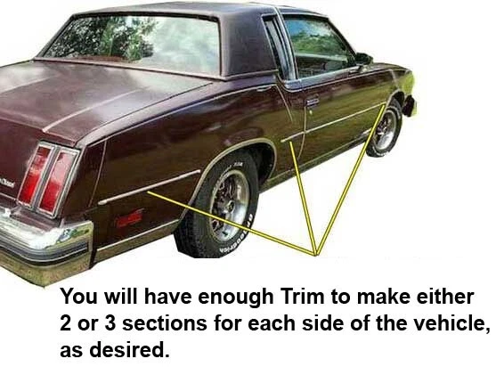 Cutlass Supreme Body Side Molding Trim w/White Rubber Insert 77-88 — 第 1/4 张图片