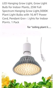 LED Hanging Grow Light, Grow Light Bulb for Indoor Plants, 25W Full Spectrum Han - Picture 1 of 6