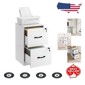 2 Drawer Locking Filing Cabinet in Cloud White - Easy Assembly & Safety Features - Picture 1 of 9