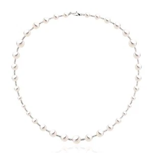 Collar Fina Akoyaperlen Japan Graziles Goldmuster 750er Oro Blanco - Imagen 1 de 1