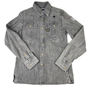 G-Star Raw Mens Denim Shirt sz small Button Tunnel Chariot Light Wash gray