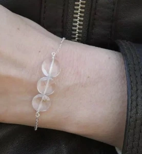 Quartz Crystal Sterling Silver Handmade Bracelet Healing Jewelry Gift OOAK - Picture 1 of 5