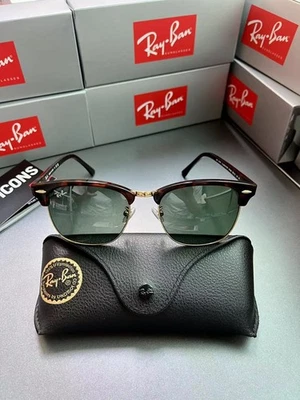 Ray-Ban Clubmaster Classic sunglasses Tortoise On Gold RB3016 W0366 51-21 - image 1 of 4