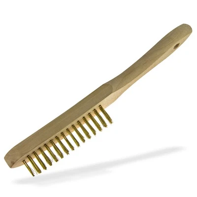 Messingdrahtbürste Messing Drahtbürste 3-reihig Bürste Holzgriff Messingbosrten - Bild 1 von 3