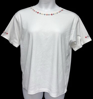 Camiseta suéter manga corta bordada cuello redondo Van Heusen For Her talla L Foto 1 de 4