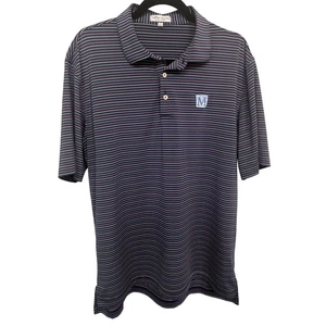 Peter Millar Sommer bequem marineblau gestreift Golf Performance Polo Größe Large  - Bild 1 von 7