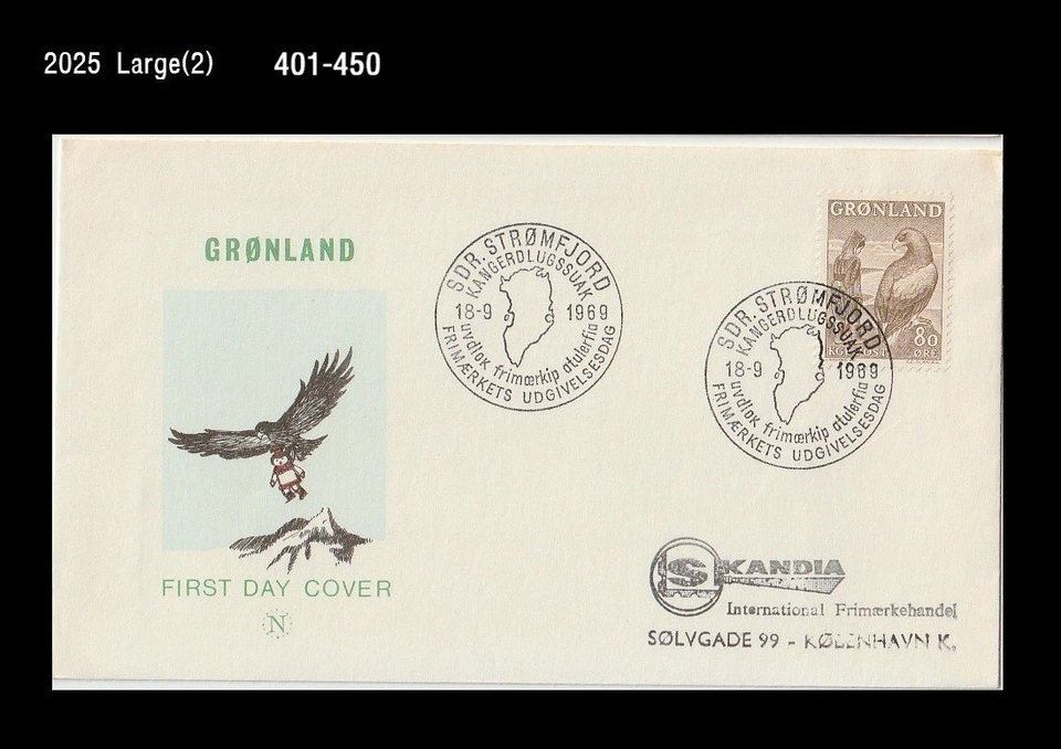 Bird, Birds of Prey, Jaeger de cola larga, vida silvestre, cetrería, Groenlandia 1969 FDC, cubierta Foto 1 de 1