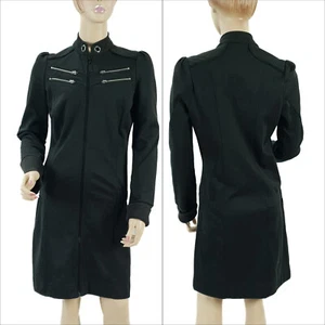 Diesel Women's Full Zip Embellished Biker Dress Black Petite L Pre Owned VGUC - Picture 1 of 12