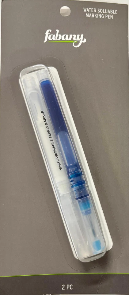 Bolígrafo marcador soluble en agua Fabany ~ paquete de 2 azul/blanco ~ uso en telas claras y oscuras Foto 1 de 1