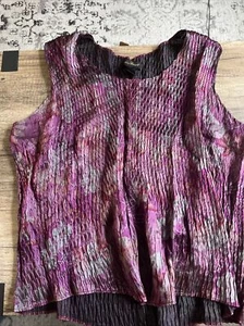 ASHLEY STEWART RIBBED FUNKY FLOWY TANK TOP Sz 22/24 - Picture 1 of 3