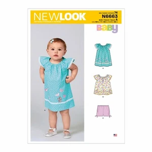 New Look SCHNITTMUSTER N6663 Baby Kleid oder Top & Shorts Newborn - Large - Bild 1 von 6