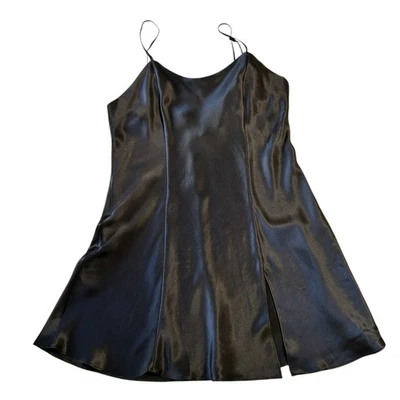 Vestido Victoria's Secret Negro Seda Sin Mangas Mini Abertura Lateral Talla M Foto 1 de 4