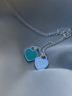 Tiffany & Co. сердце подвеска синий ожерелье из чистого серебра  - Изображение 1 из 2